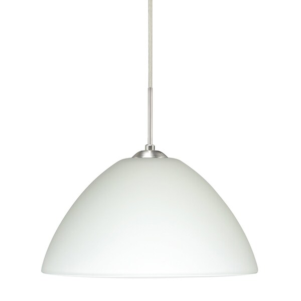 Besa Lighting Tessa Cord Pendant, White, Satin Nickel Finish, 1x9W LED 1JT-420107-LED-SN - main